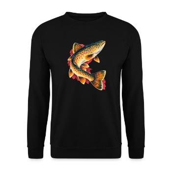 Bachforelle Angeln Forelle Angler - Unisex Pullover - Schwarz - Vorne - Alina (178cm) & Michal (187cm)