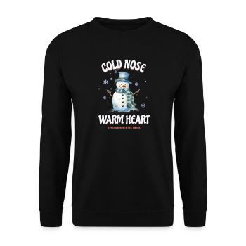 Cold Nose Warm Heart Schneemann Winter Geschenk - Unisex Pullover - Schwarz - Vorne - Alina (178cm) & Michal (187cm)
