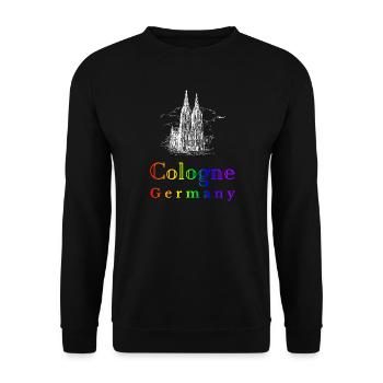 Kölner Dom Regenbogen Print - Unisex Pullover - Schwarz - Vorne - Alina (178cm) & Michal (187cm)