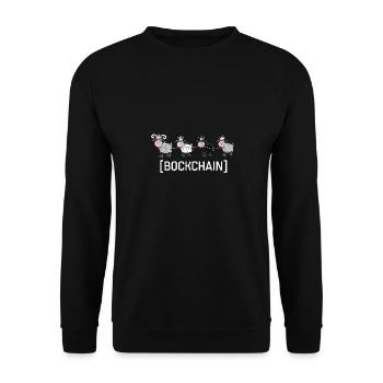 Bockchain - Blockchain Lustige Schafe Informatiker - Unisex Pullover - Schwarz - Vorne - Alina (178cm) & Michal (187cm)
