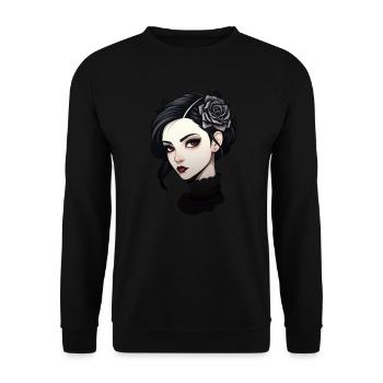 Goth Girl Gothic Mystical Horror Black Rose - Unisex Sweatshirt - black - Front - Alina (178cm) & Michal (187cm)