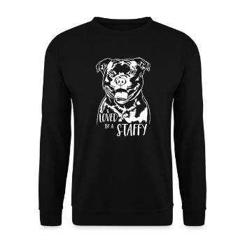 Adoré par un chien Staffy Staffordshire Bull Terrier - Sweat-shirt Unisexe - noir - Devant - Alina (178cm) & Michal (187cm)