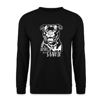 Loved by a Staffie Staffordshire Bull Terrier Dog - Unisex Sweatshirt - black - Front - Alina (178cm) & Michal (187cm)