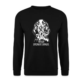 Aimé par un chien gallois Springer Spaniel Wilsigns - Sweat-shirt Unisexe - noir - Devant - Alina (178cm) & Michal (187cm)