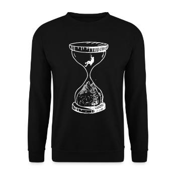 Zeit - Berg - Klettern - (2) - Unisex Pullover - Schwarz - Vorne - Alina (178cm) & Michal (187cm)