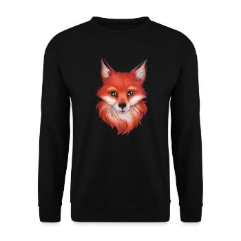 Hand gezeichneter Fuchs Frontal Tier Natur Motiv - Unisex Pullover - Schwarz - Vorne - Alina (178cm) & Michal (187cm)