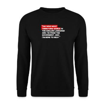 Citation satirique du gouvernement - Sweat-shirt Unisexe - noir - Devant - Alina (178cm) & Michal (187cm)