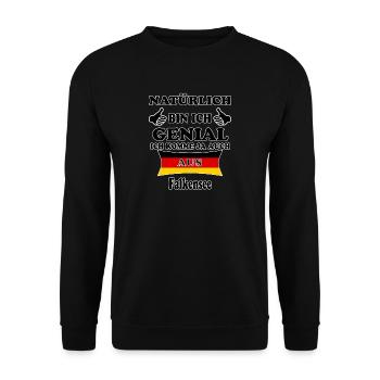 Geschenk Genial komme aus Falkensee - Unisex Pullover - Schwarz - Vorne - Alina (178cm) & Michal (187cm)