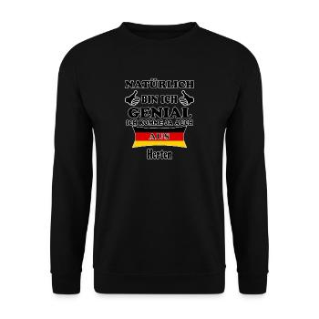 Geschenk Genial komme aus Herten - Unisex Pullover - Schwarz - Vorne - Alina (178cm) & Michal (187cm)