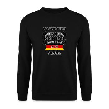 Geschenk Genial komme aus Sonneberg - Unisex Pullover - Schwarz - Vorne - Alina (178cm) & Michal (187cm)