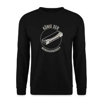 Shirt Geschenk König der Mundharmonika - Unisex Pullover - Schwarz - Vorne - Alina (178cm) & Michal (187cm)