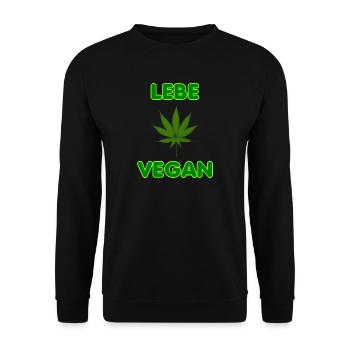 Cannabis - LEBE VEGAN - Unisex Pullover - Schwarz - Vorne - Alina (178cm) & Michal (187cm)