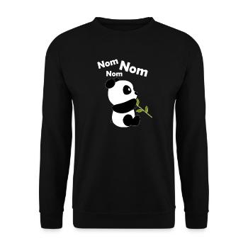 Süßer Panda Mit Bambus | Nom Nom Pandabär Design - Unisex Pullover - Schwarz - Vorne - Alina (178cm) & Michal (187cm)