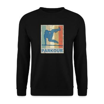 Vintage Retro Style Le Parkour Freerunning Sport - Unisex Sweatshirt - black - Front - Alina (178cm) & Michal (187cm)