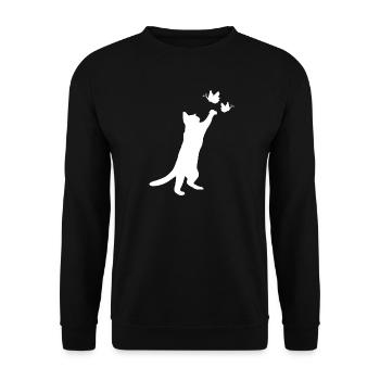 playing cat cute cat gift kitten - Unisex Sweatshirt - black - Front - Alina (178cm) & Michal (187cm)