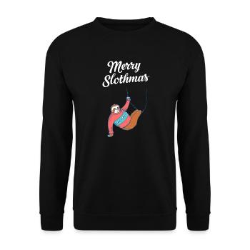 Merry Slothmas Christmas Sloth Ugly Funny - Unisex Sweatshirt - black - Front - Alina (178cm) & Michal (187cm)