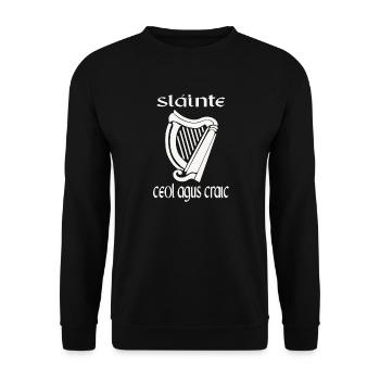 Sláinte Ceol Agus Craic Funny St Patricks Day Eire - Unisex Sweatshirt - black - Front - Alina (178cm) & Michal (187cm)