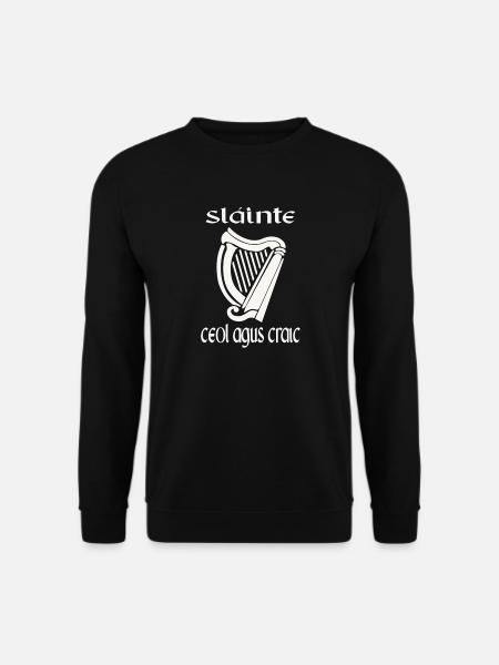 Sláinte Ceol Agus Craic Funny St Patricks Day Eire - Unisex Pullover - Schwarz