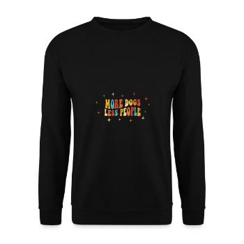 More Dogs Less People - Groovy Retro Design - Unisex Pullover - Schwarz - Vorne - Alina (178cm) & Michal (187cm)