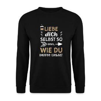 Liebe dich selbst so sehr, wie d... - Unisex Pullover - Schwarz - Vorne - Alina (178cm) & Michal (187cm)