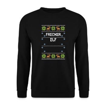Cheeky Elf - Ugly Christmas - Unisex Sweatshirt - black - Front - Alina (178cm) & Michal (187cm)
