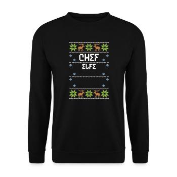 Chef Elfe - Noël moche - Sweat-shirt Unisexe - noir - Devant - Alina (178cm) & Michal (187cm)