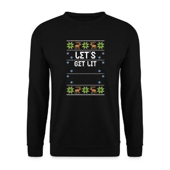 Let's Get Lit - Ugly Christmas - Unisex Sweatshirt - black - Front - Alina (178cm) & Michal (187cm)