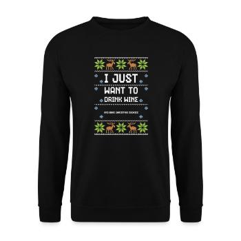 I Just Want To Drink Wine And Ba... - Unisex Sweatshirt - black - Front - Alina (178cm) & Michal (187cm)
