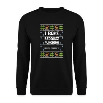 I Bake Because Punching People I... - Unisex Sweatshirt - black - Front - Alina (178cm) & Michal (187cm)