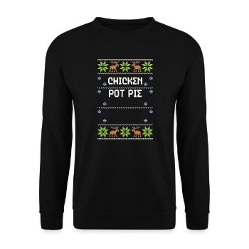 Chicken Pot Pie - Ugly Christmas - Unisex Pullover - Schwarz - Vorne - Alina (178cm) & Michal (187cm)