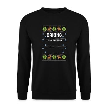 Baking Is My Therapy - Unisex Sweatshirt - black - Front - Alina (178cm) & Michal (187cm)