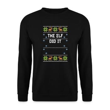 The Elf Did It - Ugly Christmas - Unisex Pullover - Schwarz - Vorne - Alina (178cm) & Michal (187cm)