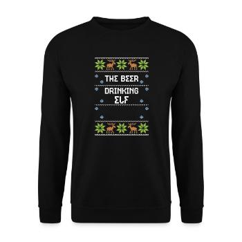 The Beer Drinking Elf - Unisex Pullover - Schwarz - Vorne - Alina (178cm) & Michal (187cm)