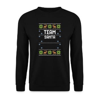 Team Santa - Ugly Christmas - Unisex Pullover - Schwarz - Vorne - Alina (178cm) & Michal (187cm)