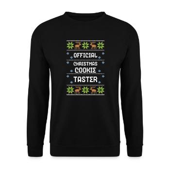 Official Christmas Cookie Button - Unisex Sweatshirt - black - Front - Alina (178cm) & Michal (187cm)