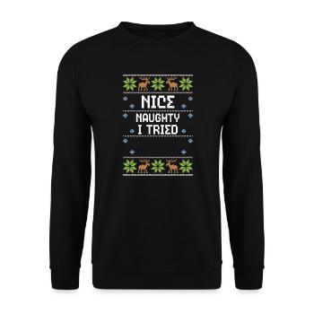 Nice Naughty I Tried - Unisex Pullover - Schwarz - Vorne - Alina (178cm) & Michal (187cm)