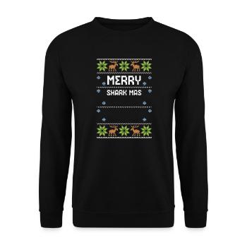 Joyeux requin Mas - Noël moche - Sweat-shirt Unisexe - noir - Devant - Alina (178cm) & Michal (187cm)
