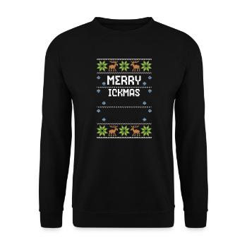 Merry ickmas - Ugly Christmas - Unisex Pullover - Schwarz - Vorne - Alina (178cm) & Michal (187cm)