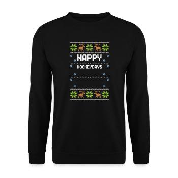 Happy Hockeydays - Ugly Christmas - Unisex Pullover - Schwarz - Vorne - Alina (178cm) & Michal (187cm)