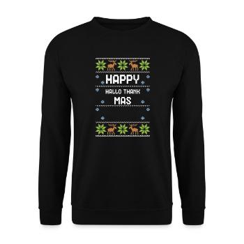 Happy Hallo Thank Mas - Unisex Pullover - Schwarz - Vorne - Alina (178cm) & Michal (187cm)