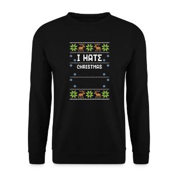Je déteste Noël - Noël moche - Sweat-shirt Unisexe - noir - Devant - Alina (178cm) & Michal (187cm)