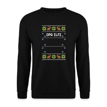 Opa Elfe - Ugly Christmas - Unisex Pullover - Schwarz - Vorne - Alina (178cm) & Michal (187cm)