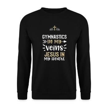 Gymnastics In My Veins Jesus In... - Unisex Sweatshirt - black - Front - Alina (178cm) & Michal (187cm)