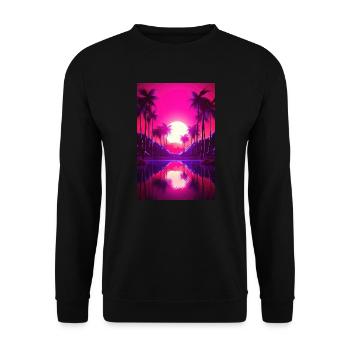 Eine Synthwave Erkundung vom Retrowave Paradies - Unisex Pullover - Schwarz - Vorne - Alina (178cm) & Michal (187cm)