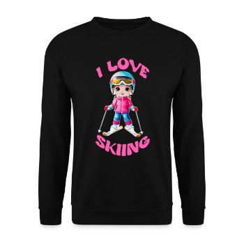 I love skiing - Unisex Pullover - Schwarz - Vorne - Alina (178cm) & Michal (187cm)