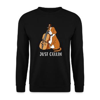 Hund Just Cellin Design für Cellisten - Unisex Pullover - Schwarz - Vorne - Alina (178cm) & Michal (187cm)