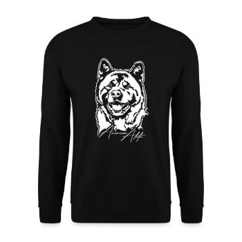 AMERICAN AKITA Hundeportrait Hunde Wilsigns - Unisex Pullover - Schwarz - Vorne - Alina (178cm) & Michal (187cm)