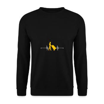 Paketbote Herzschlag Puls Postbote Briefträger - Unisex Pullover - Schwarz - Vorne - Alina (178cm) & Michal (187cm)