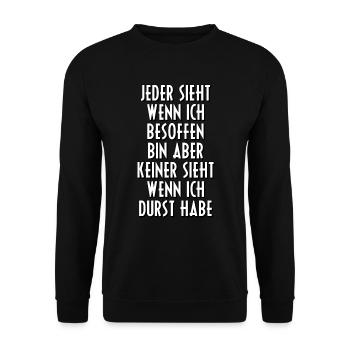 Besoffen Betrunken Dicht Alkohol Sprüche Spruch - Unisex Pullover - Schwarz - Vorne - Alina (178cm) & Michal (187cm)