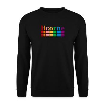 Einhorn Regenbogenfarben - Unisex Pullover - Schwarz - Vorne - Alina (178cm) & Michal (187cm)